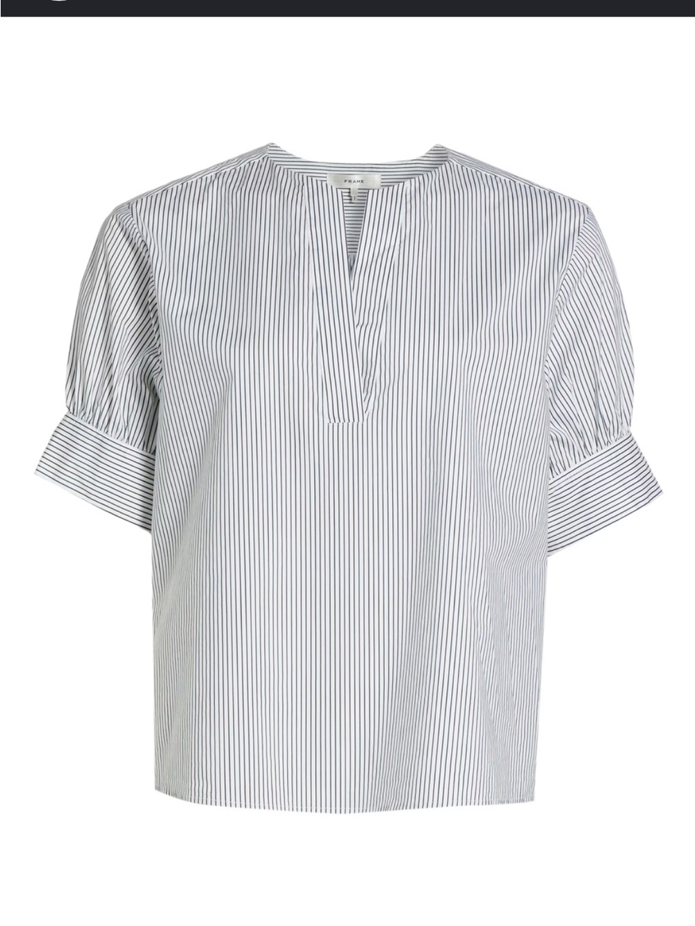 Frame Denim White Striped V Neck Top
